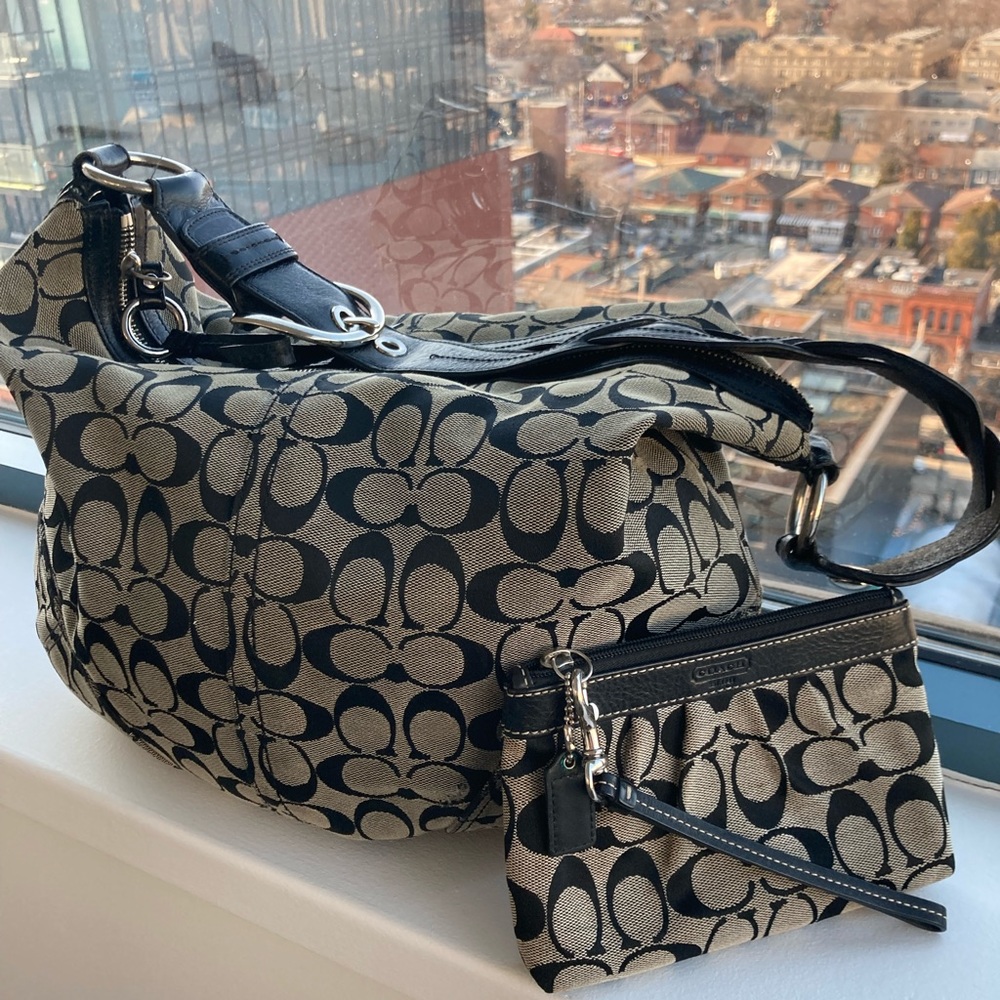 Coach Signature Fabric Large Hobo & Wristlet